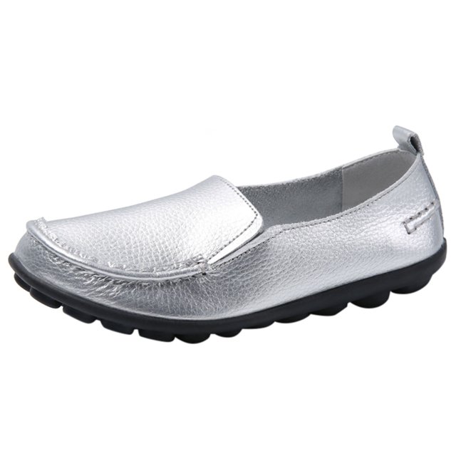 B91xZ Mocassins pour Femmes Bout Rond Plats Extensibles Mode Décontractée Chaussures de Soirée, Argent 8