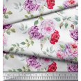 thumbnail image 2 of Soimoi Tissu en Viscose Chiffon Rose Imprimé Feuilles & Roses Tissu de Couture BTY 42 Pouces de Large, 2 of 3