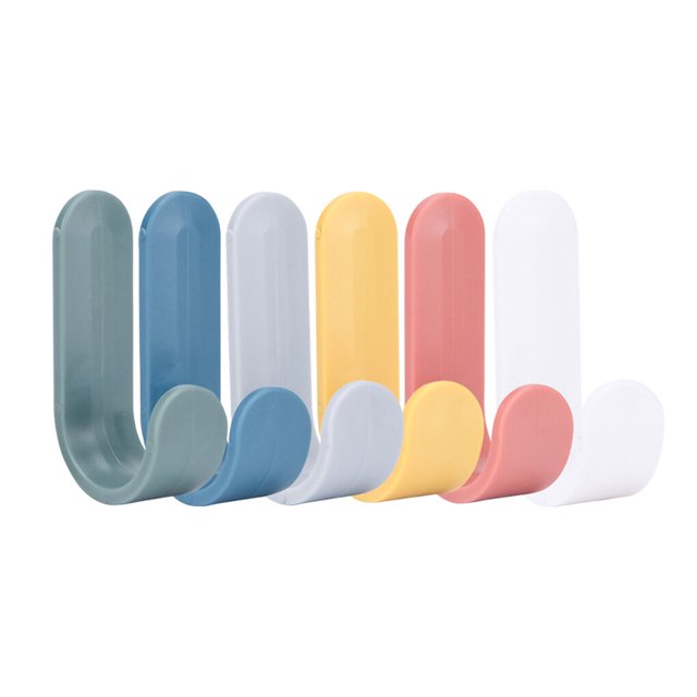 Decodeary 4PCS/6PCS New Portable Storage Hanger ABS Plastic Hook Self Towel Hanger for Kitchen Bathroom Color mixing 6pcs 1Set