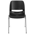 thumbnail image 3 of HERCULES Series 661 lb. Capacity Black Ergonomic Shell Stack Chair with Chrome Frame and 16'' Seat Height, 3 of 9