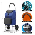 thumbnail image 3 of Foldable Shopping Trolley, Portable Grocery Cart with 29L Removable Bag, Insulated Pouch, Aluminum Frame (Blue), 3 of 6