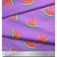 thumbnail image 2 of Soimoi Purple polyester Crepe Fabric Watermelon Fruits Print Fabric by the Yard 52 Inch Wide, 2 of 3