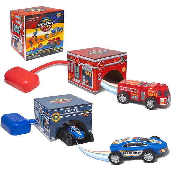 Stomp Rocket Rescue Racers, voiture de police et camion de pompiers