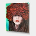 thumbnail image 3 of Designart Portrait Of A Young Woman With Red Flowers Canvas Wall Art, 3 of 4