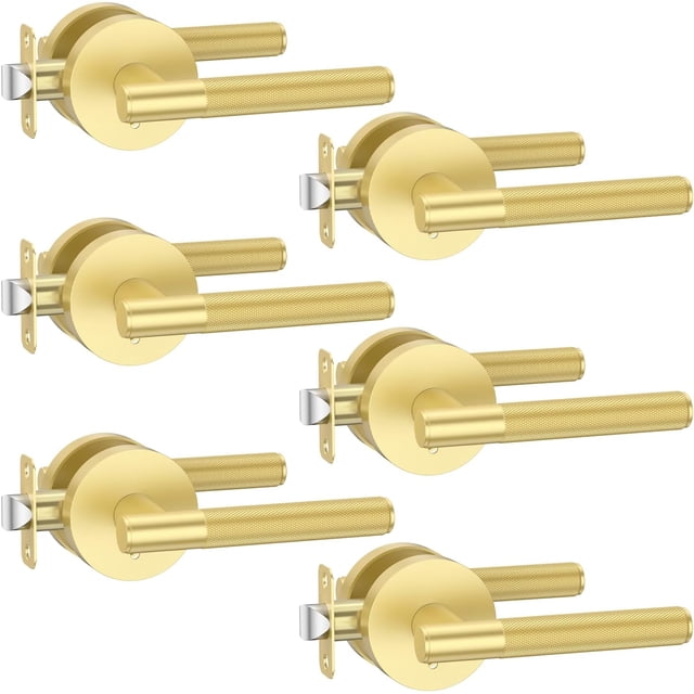 Poignées de Porte Mates Intérieures Moletées Intimité Poignées de Porte Levier de Porte Robuste pour Chambre Ou Salle de Bain Réversible Sans Clé pour Portes Gauche Droite AM