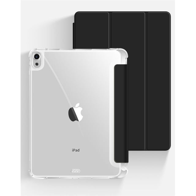 Compatible for iPad Mini 6 Case, iPad Case with Pencil Holder, Soft TPU Translucent Frosted Back Auto Wake/Sleep Smart Cover Cases (Black)
