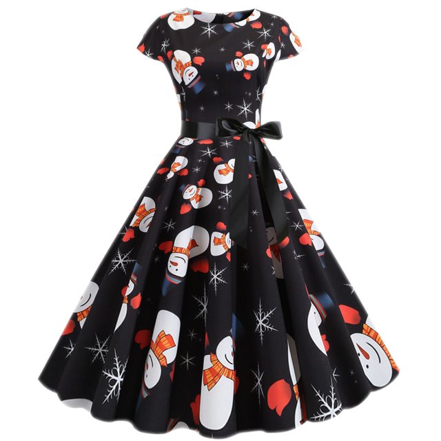 Jsaierl Robe de Noël pour Femmes à Manches Longues, Col en V, Plissée, Robes de Bal avec Ceinture, Robe Évasée 2024 pour l'Hiver, Vacances, Cocktail, Fête