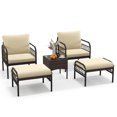 thumbnail image 2 of Gymax Ensemble de Meubles en Osier 5 Pcs Ensemble de Chaises en Rotin PE avec Ottomans et Table à Café pour Patio, 2 of 3