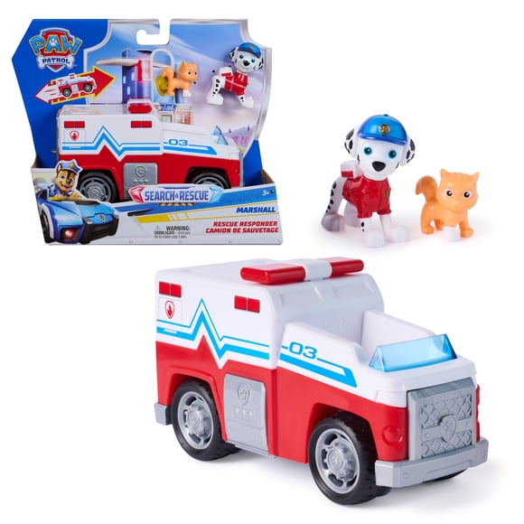 PAW Patrol: Search & Rescue, Camion de sauvetage Marcus avec 2 figurines, camion à rétrofriction, jouets pour garçons et filles à partir de 3 ans