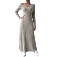 thumbnail image 2 of Yuyuzo Robes Chandails pour Femmes Décontractées d'Automne à Manches Longues, Coupe Ample, Robe T-Shirt Plissée, Bureau, Confortable, Robe Maxi Évasée, 2 of 7