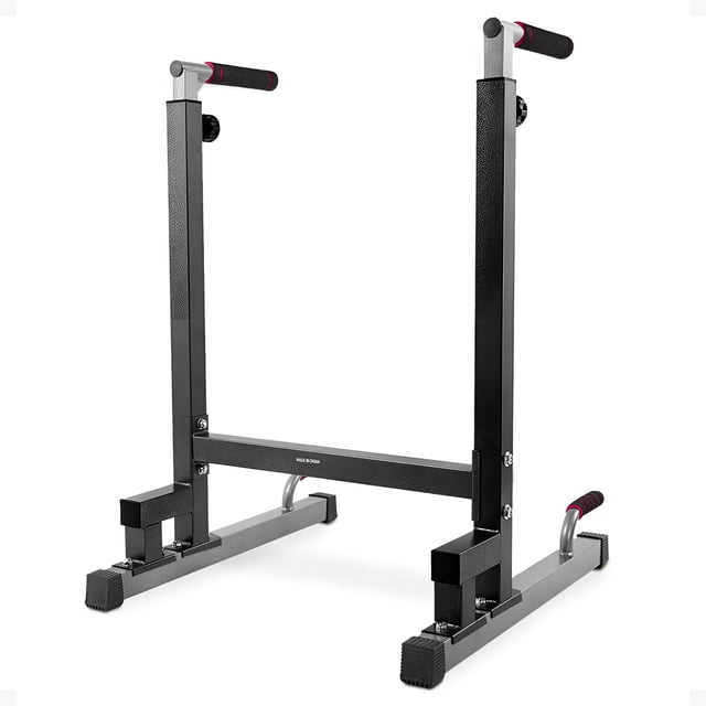 BalanceFrom Station de Trempage à Cadre en Acier avec Hauteur Réglable, Capacité de Poids de 500 lb, Noir. une Station de Trempage durable avec un Cadre en Acier Robuste, des Poignées de Prise Rembourrées de Mousse et des Patins Antidérapants pour la Stabilité pendant l'Entraînement de Force. la Hauteur Réglable Varie de 40 à 51 Pouces, Idéale pour les Trempettes, les Pompes, les Tractions et les Levées de Jambes. Conception Compacte Convient aux gyms à Domicile Ou aux Petits Espaces d'Entraînement.