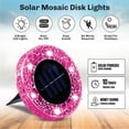 thumbnail image 3 of Bell + Howell Disques Solaires, Mosaïque Fuchsia – Lot de 8, DEL Lumineuses, Éclairage de Sentier Extérieur Résistant aux Intempéries, Allumage/extinction Automatiques, Piquets de Sol Faciles, 3 of 8
