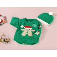 thumbnail image 3 of Infant Baby 2PCS Christmas Outfits  Long Sleeve  Neck Knit Romper + Beanie Hat Set, 3 of 9