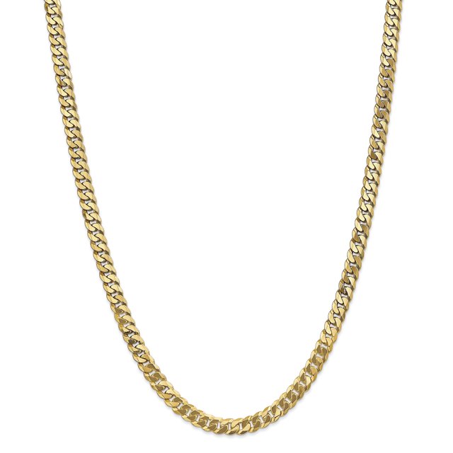 14k Yellow Gold 26 Inch 6.25mm Curb Chain Necklace Pendant Charm Beveled