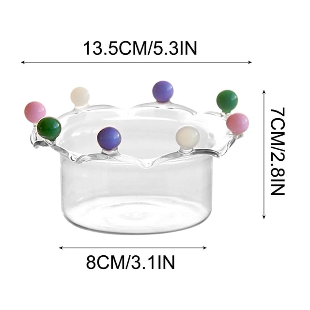 High Borosilicate Glass Dessert Bowl, Heat Resistant Serving Bowl, Yogurt Ice Cream Oatmeal Bowl, Colorful Multi Purpose Kitchen Bowl, Durable Transparent Glass, Hot Cold Food Bowl