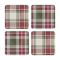 thumbnail image 1 of Holiday Time Cranberry Spice Collection Festive Red Green Plaid Square Cork Coasters, Table Protector Pad, 4" x 4", 4-Pack, 1 of 7