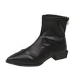 thumbnail image 2 of Styesk Boots for Women Women's Fashion Casual Spring Short Boots Solid Color Splicing Pointed Back Zipper Thick Heel Low Heel Ankle Boots Work Boots for Women, 2 of 9