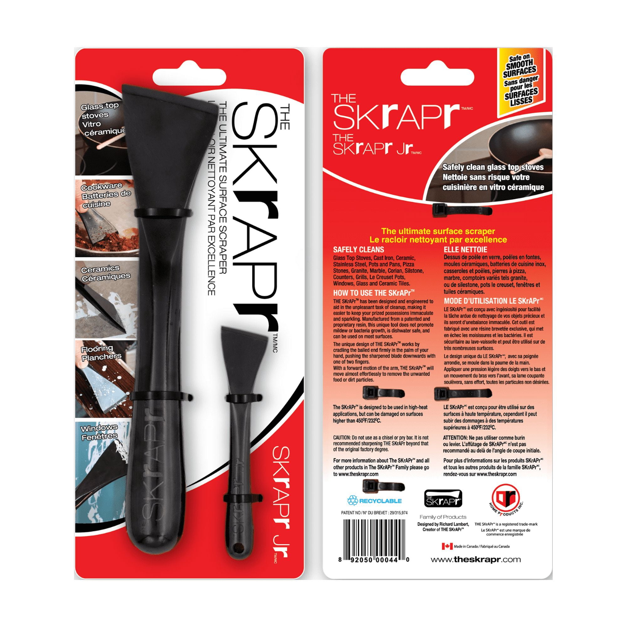 Plastic Scraper Tool, 2 Pack, Non-Scratch, 1.7 Inch Wide Blade, Long Ergonomic Handle, Heat Resistant (460F), Dishwasher Safe - Clean Ovens, Countertops, Hard Floors, Walls, and Windows