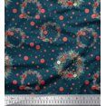 thumbnail image 1 of Soimoi Blue Poly Georgette Fabric Wreath & Dots Print Fabric by Yard 52 Inch Wide, 1 of 5
