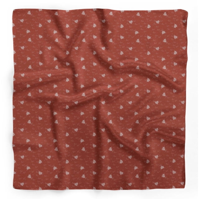 Bimba Red Heart & Love Text Pure Silk Printed Head Bandanas Summer Neck Wrap Scarf 40 x 40 Inches