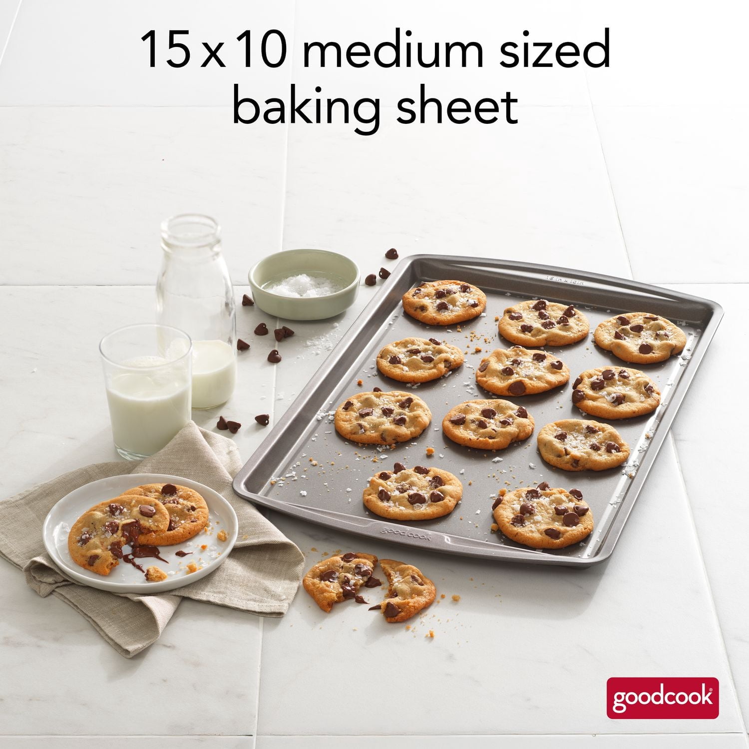 Plaque à pâtisserie Les essentiels en acier antiadhésif de GoodCook, 11 po x 17 po, grise