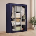 thumbnail image 4 of Blue Dustproof Closet Wardrobe Multifunctional Fabric Storage Cabinet Assembly Organizer For Home Bedroom Portable Space Saving Storage Solution Easy Setup W-865 Blue, 4 of 6