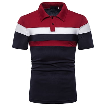 Pisexur Polos pour Hommes Personnalité T-Shirt Décontracté Ajusté à Manches Courtes Patchwork Haut Blouse (Offert en Grandes Tailles et Tailles Longues)