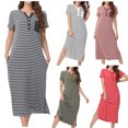 thumbnail image 1 of Jovati Longue Chemise de Nuit pour Femmes, Robe de Nuit en Coton à Col Rond, Manches Courtes, Coupe Ample, avec Poches, Blanc Rouge Vin Gris Foncé Vert Armée, 1 of 7