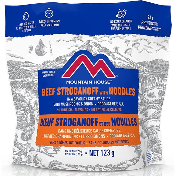 Mountain House Beef Stroganoff Pouch| Freeze Dried Backpacking & Camping Food | Survival & Emergency Food | Entree Meal | Easy to Prepare | Delicious and Nutritious | Single Pouch