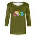 thumbnail image 4 of Xihbxyly Hauts Décontractés pour Femmes T-shirt à Col Rond Imprimé de Pâques à Manches 3/4 T-shirt à Col Rond Chandail à Enfiler Tendance à Petit Budget, 4 of 5