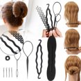 thumbnail image 1 of Yosoo 4PCS/9PCS Hair Styling Kit Hair Bun Maker Braiding Styling Disk Twist Tools Fine Hairdresser Magic Hair Clip Styling Pads Accessories Set for Making DIY Hair Styles, 1 of 8
