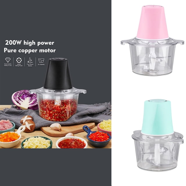 Food Processor Electric Meat Grinder 500W Food Chopper With 8 Cup 2L Glass Bowl & 4 Large Sharp 2 Speed For Vegetable Kitchen Cutter Medium Super Powerful Chopping Grinding