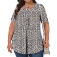 thumbnail image 4 of DDAPJ pyju Hauts Boho pour Femmes Grande Taille T-Shirts Graphiques Floraux Col Rond Manches Courtes Blouse d'Été Décontractée Tunique Coupe Ample Chemise Cache-Ventre Soldes d'Aujourd'hui Orange G, 4 of 9