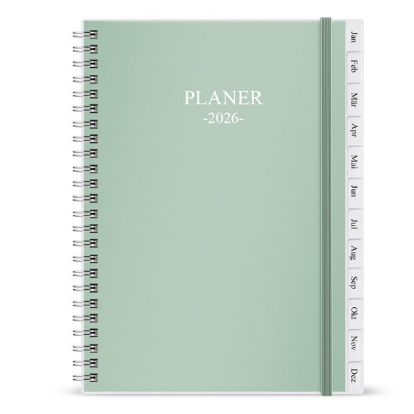 2025-2026 Planner - Monthly Planner Runs July 2025 to June 2026, 6.25" x 8.25", 12 Monthly Tabs, 14 Notes Page, Inner Pocket, Flexible Cover with Twin-Wire Binding, Planners 2025-2026, Green