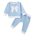 thumbnail image 2 of RXIRUCGD Cute Bow Printed Sweater Set For Baby Boys And Girls( Blue, Size:9 Months ), 2 of 4