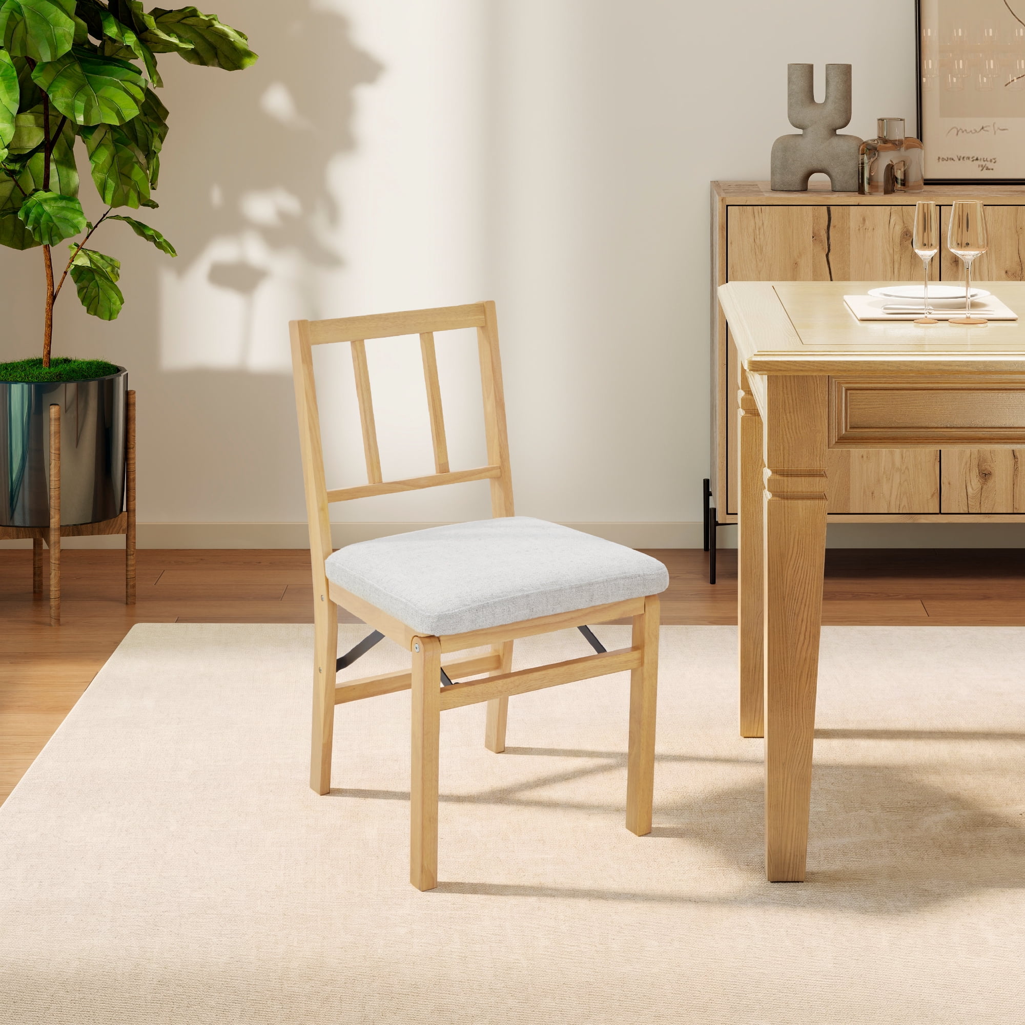 Mainstays Basic Folding  Fabric Chair 2PK-Wheat
