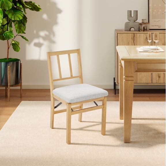 Mainstays Basic Folding  Fabric Chair 2PK-Wheat