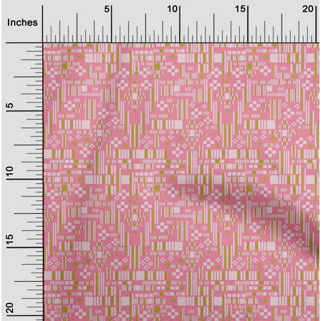 oneOone Viscose Chiffon Fabric Stripe & Square Geometric  Printed Craft Fabric BTY 42 Inch Wide