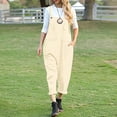 thumbnail image 2 of HBFAGFB Jumpsuits for Women Casual Overalls Loose Long Pants Simple Rompers with Pockets Beige Size XL, 2 of 5
