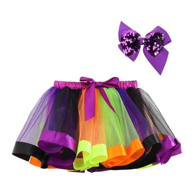 BOBOGOJP Jupes à Paillettes pour Filles Robe de Danse à Volants à Étages Tenue de Boîte de Nuit Violet, Taille 2-4 Ans