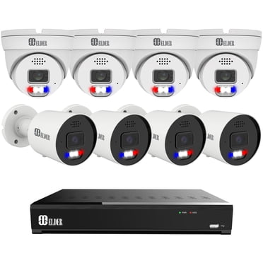 Elder Système de Caméra de Sécurité IA 12 MP NVR 8 Ch PoE, 8 Caméras 30 Ips 4K Double Lumière Extérieur 4 To, Capteur Sony et NDAA, Visage Intelligent et Plaque d'Immatriculation, Surveillance Couleur Complète Série NocVU