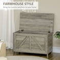 thumbnail image 4 of HOMCOM Coffre de Rangement, Coffre en Bois Style Ferme avec Charnière de Sécurité, Gris, 4 of 10