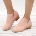 thumbnail image 4 of Women's Short Suede Pointed Toe Solid Color Sleeve Short Tube Mid Heel Retro Ankle Boots, 4 of 5