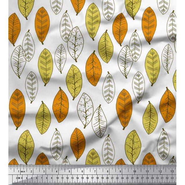 Soimoi Velvet Fabric Leaves Block Print Fabric by The Yard 58 Inch Wide