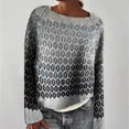 thumbnail image 2 of Tiweut Chandails Décontractés pour Femmes Doublés en Polaire Chandail d'Hiver Manches Longues Col Rond Mi-Longueur Blouses Patchwork Argent,G, 2 of 5