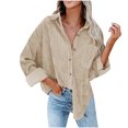 thumbnail image 2 of PVCS Women's Pockets Buttons Long Sleeve Tops Outwear Solid Color Turn-down Collar Jacket Coat, 2 of 5