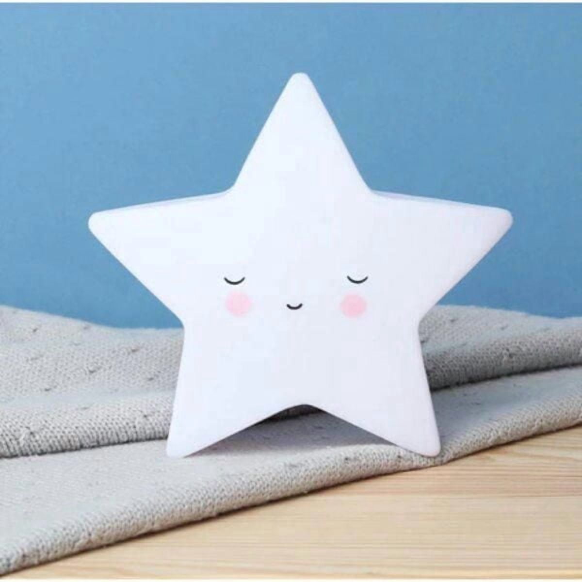 A Little Lovely Company - Veilleuse Sans Fil - Forme d'Étoile Endormie - Lumière Douce pour un Sentiment de Sécurité - Sans Fil et Portable - Parfaite pour les Chambres d'Enfants