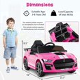 thumbnail image 3 of Costway 12V Licensed Ford Mustang Shelby GT500 Kids Ride on Car with Remote Control Pink, 3 of 10