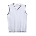 thumbnail image 1 of Kcodviy Gilet Sans Manches pour Homme Veste pour Homme Bordure Rayée Col en V Veste d'Hiver Stylée pour Homme Chandail Sans Manches, 1 of 2
