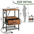 thumbnail image 3 of Eunos Table de Chevet avec Station de Recharge, Petite Commode avec Tiroir et Tablettes de Rangement, Fini Grain de Bois, 3 of 8